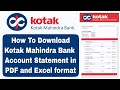 Kotak Mahindra Bank // How to Download Online Kotak Bank Account Statement in Pdf and Excel Format