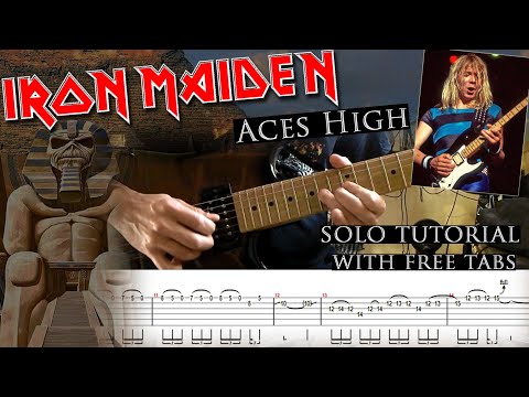 Iron Maiden - Aces High Dave Murray's solo lesson (with tablatures and backing tracks)
