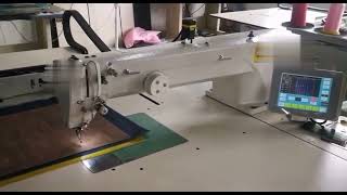 Sewing machine with programmable stitching for heavy materials and laser cutter Autosew ASM-5050 video