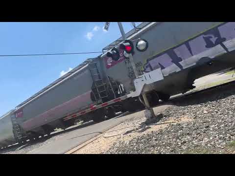 Northbound Union Pacific grain train at Houston street in Buda Texas