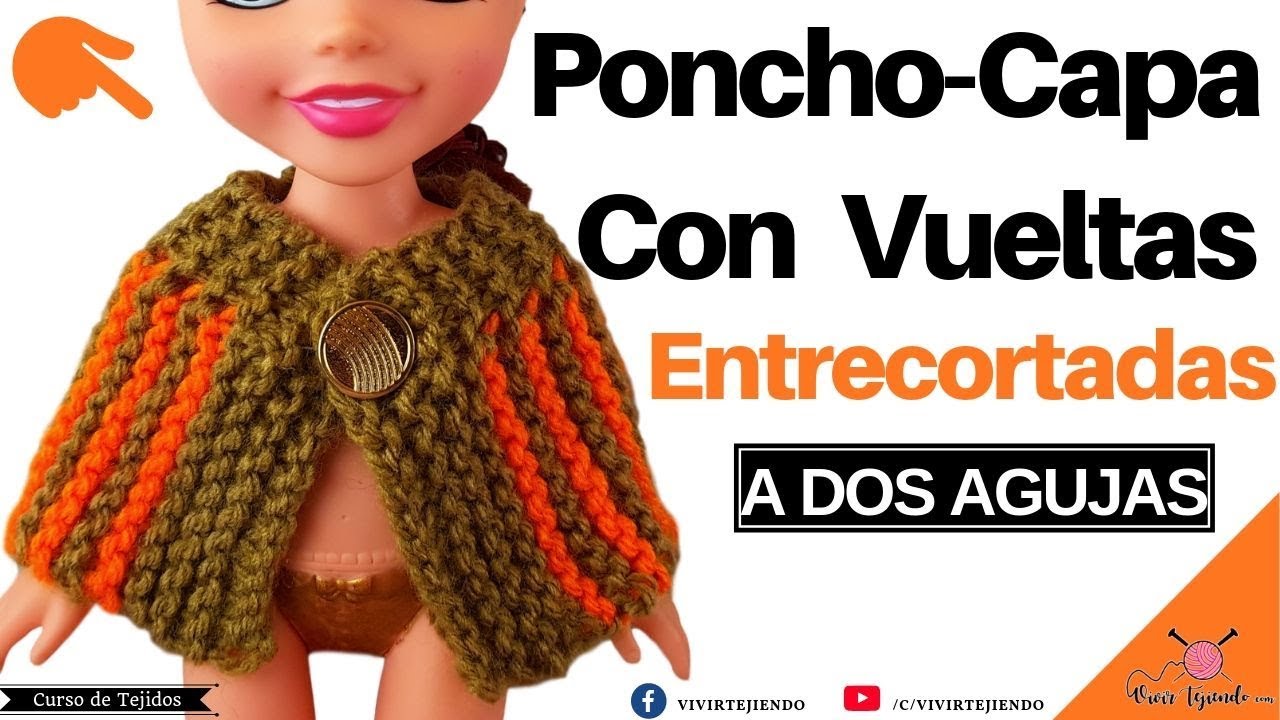 Poncho Capa en Vueltas Entrecortardas a dos Agujas | Tejidos a dos agujas