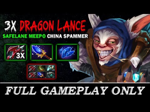 China Spammer Safelane Meepo with 3x Dragon Lance - Full Gameplay Meepo #302