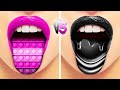 PINK VS BLACK FOOD CHALLENGE! Eating Only 1 Color Challenge, Wednesday VS Enid by Gotcha! Hacks