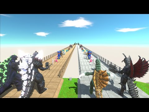 - TEAM GODZILLA AND TEAM GIGAN VS BIOLLANTE DEATH RUN - Animal Revolt Battle Simulator