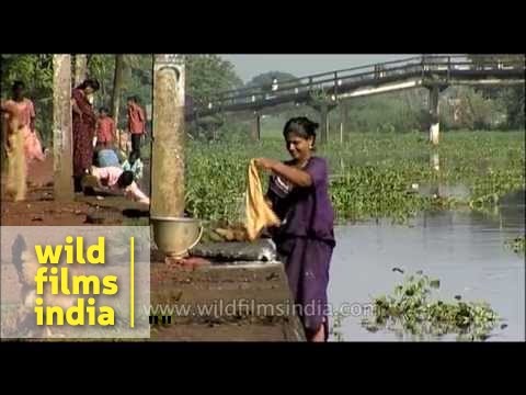 Washing clothes the Mallu way- Kerala Village