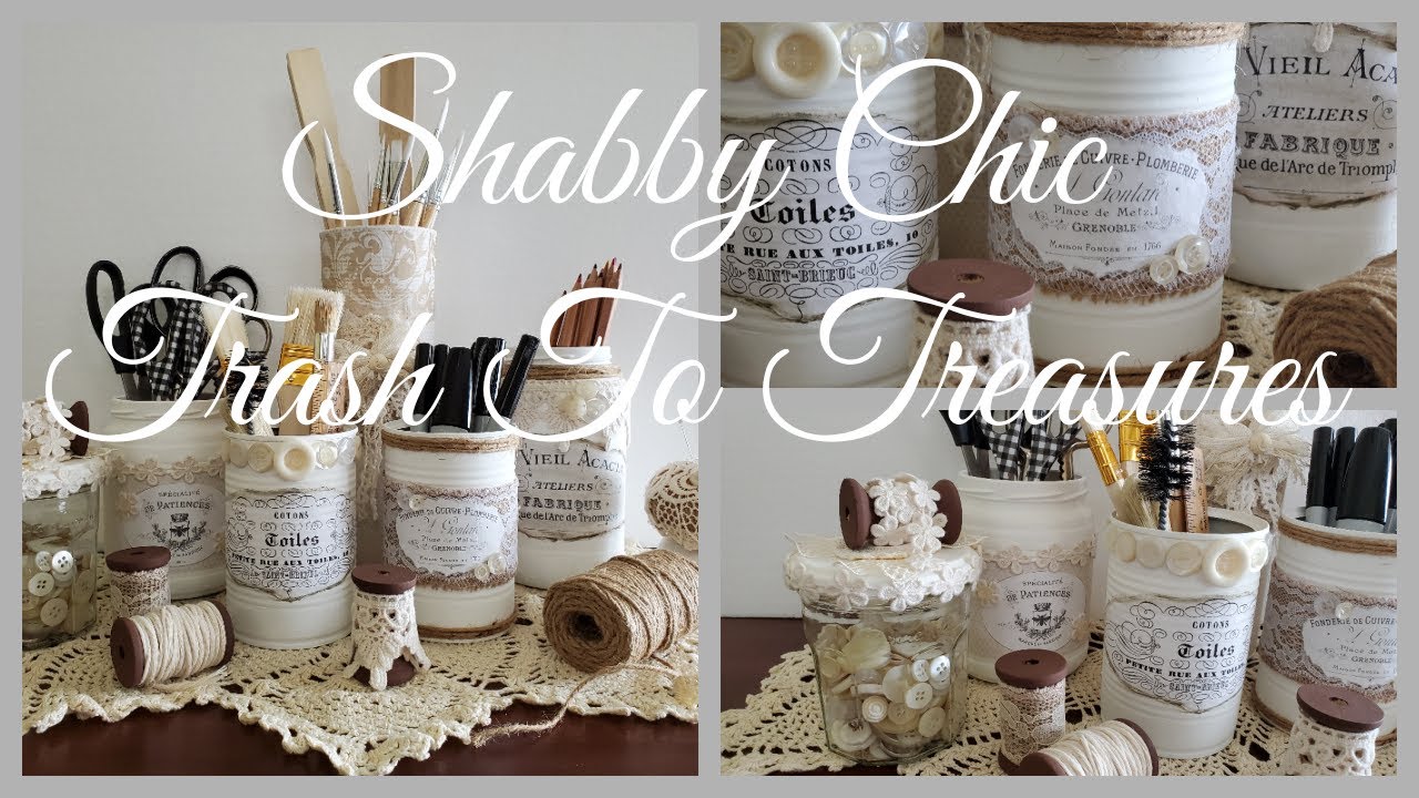 SHABBY CHIC TRASH TO TREASURES MAKEOVERS - DIY HOME DECOR PROJECTS - CRAFT ROOM ORGANIZERS