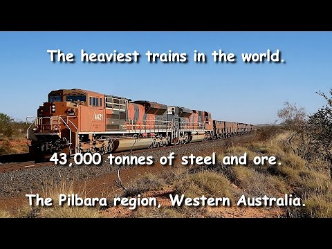 BHP Iron Ore trains, heaviest in the world. Pilbara, Western Australia