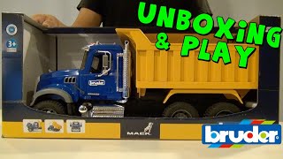Bruder Mack Granite Tip Up Truck Unboxing and Play