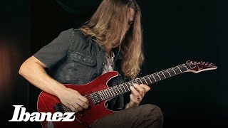 Kiko Loureiro and his new signature Ibanez guitar, the KIKO100TRR