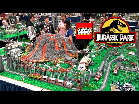 Massive LEGO Jurassic Park with Huge Volcano at Bricks Cascade 2023