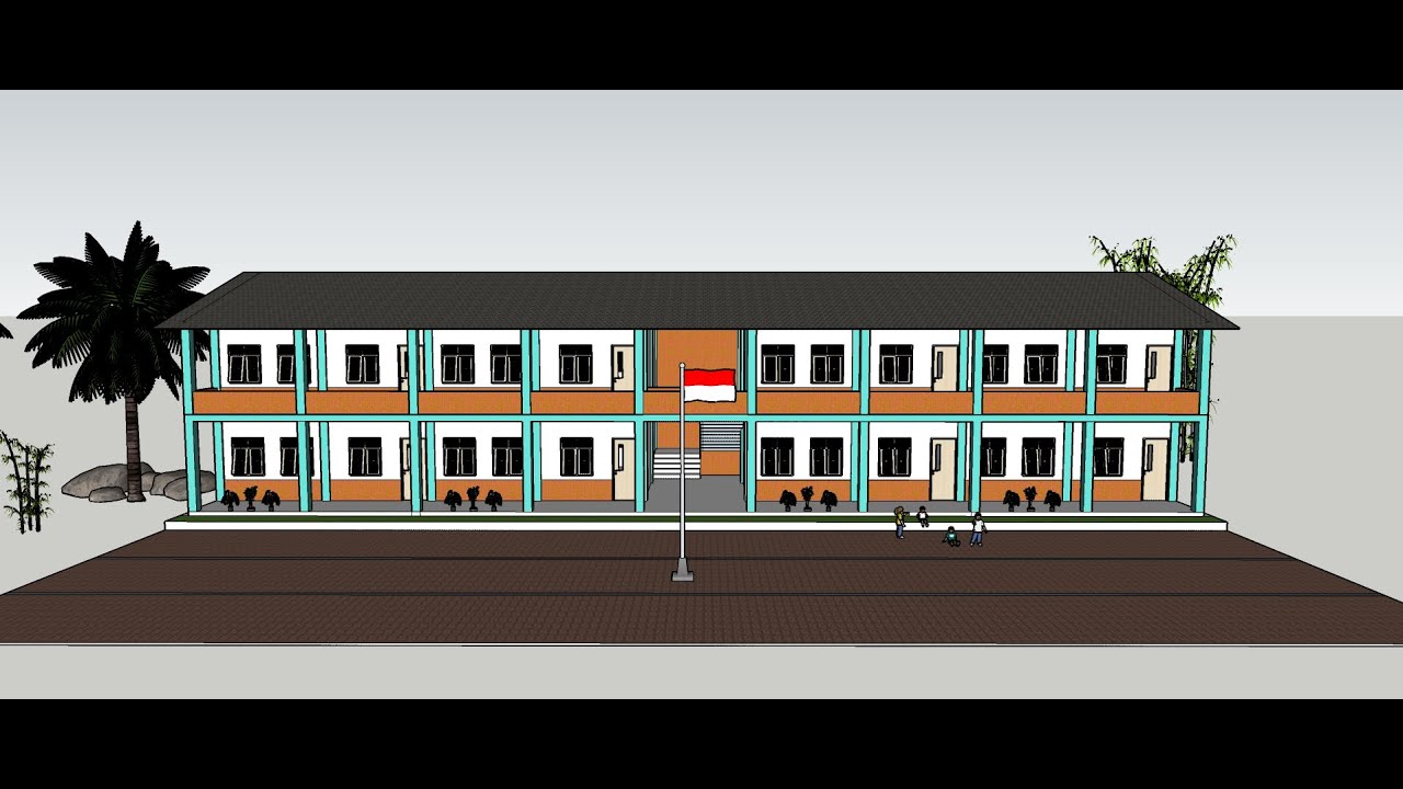 DESAIN 3D SEKOLAH 2 LANTAI