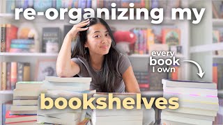 re-organizing ALL my bookshelves 📚 & new home library BOOKSHELF TOUR 💕