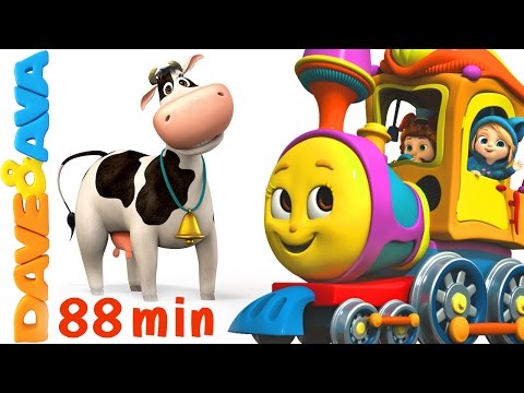 🐏 Farm Animals Train | Learn Farm Animals & Animal Sounds | Educational Videos from Dave and Ava 🐏