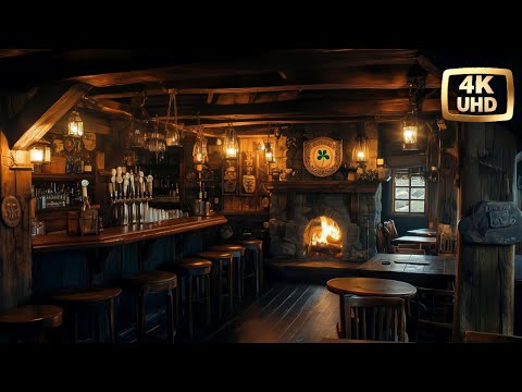 Irish Pub Ambience ☘️ Cozy Fireplace & Celtic Music | St. Patrick's Day 2025