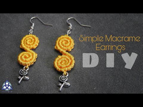 Green Macrame Beaded Earrings Tutorial EASY Macrame Craft Idea