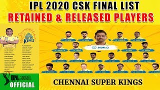 IPL 2020 - CSK FINAL LIST of 5 RELEASED  PLAYERS NAME ANNOUNCED TODAY | RETAINED PLAYERS 18