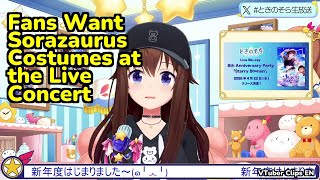 Fans Want Sorazaurus Costumes at the Live Concert | Tokino Sora
