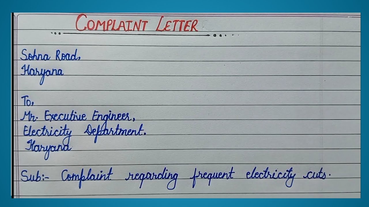 COMPLAINT LETTER IN ENGLISH || POWER SUPPLY ||