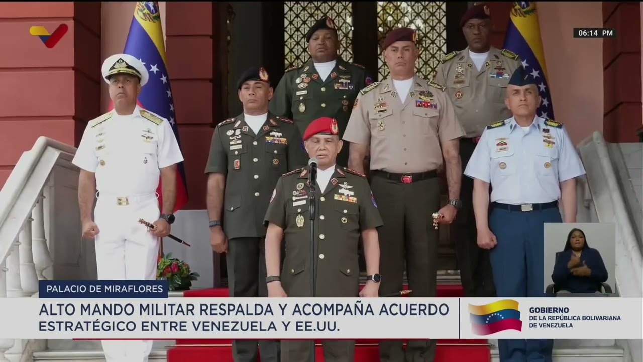 Alto Mando Militar de Venezuela apoya acuerdo petrolero con Estados Unidos, 1 septiembre 2026