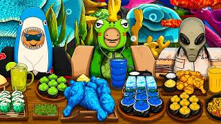 ASMR กินอาหารสีเดียวกัน! ในอควาเรียมสุดสวย! 🌈 Roblox