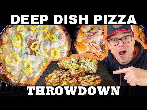 Cheese Steak Pizza vs BBQ Pizza on a Pellet Grill - Deep Dish Pizza in a Cast Iron Skillet