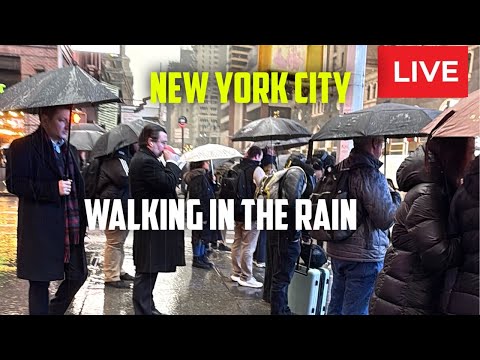 New York City: Walking In The Rain | Times Square | Lower Manhattan Live
