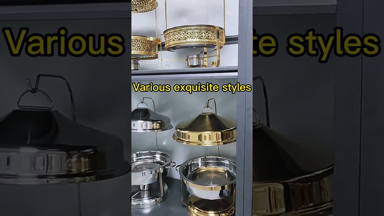 Golden Chafing Dish With Hanging Cover Catering Warming Container Set Party Wedding Buffet Equipment