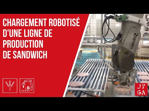 , title : 'Chargement robotisé d'une ligne de production de sandwich'