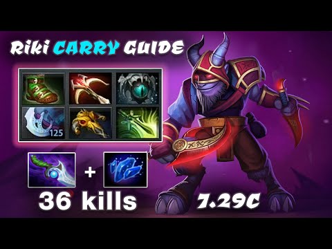 Dota 2 7.29 C riki Carry guide. Riki 36kills non stop killing!!!
