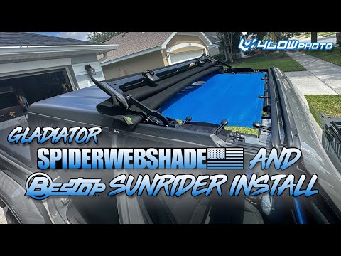 SPIDERWEBSHADE install with a BESTOP Sunrider on a Jeep Gladiator!