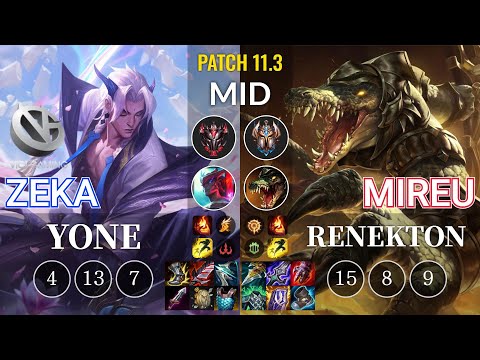 VG Zeka Yone vs Mireu Renekton Mid - KR Patch 11.3