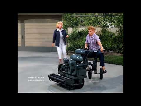 I Love Lucy - Lucy's Lawnmower goes crazy! (COLORIZED