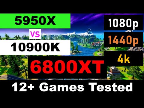 Ryzen 5950X vs intel i9-10900K + 6800XT AMD Benchmarks 4K, 1440p, 1080p