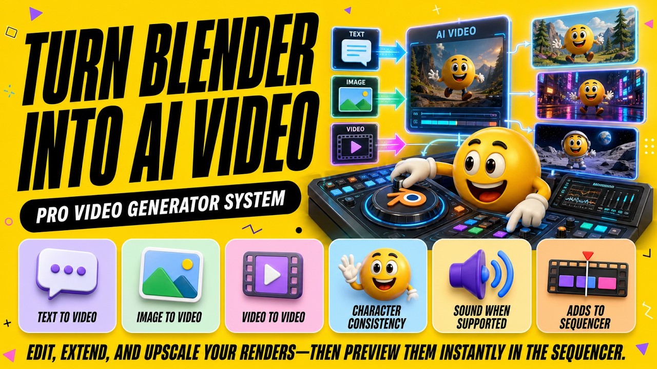 Generate AI Videos INSIDE Blender! | Blender T.V. Studio (DAZ to Blender Ed.)