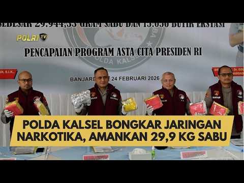 POLDA KALSEL BONGKAR JARINGAN NARKOTIKA, AMANKAN 29,9 KG SABU