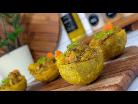 Curry Chicken Plantain Cups | Plantain Cups | Caribbean Brunch Recipes || FRUGALLYT