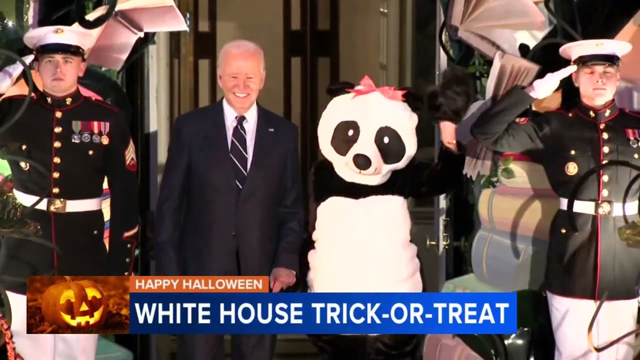 Bidens hosted final Halloween trick-or-treat event; first lady came as a giant panda