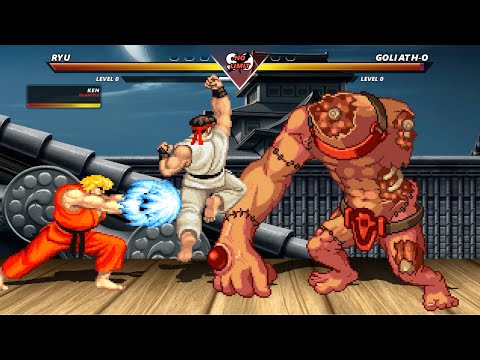RYU & KEN VS GOLIATH - HARDEST LEVEL INSANE FIGHT!