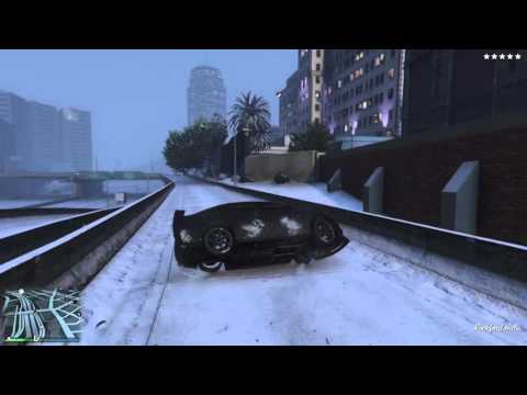 GTA V online 5 star wanted level escape in the snow.