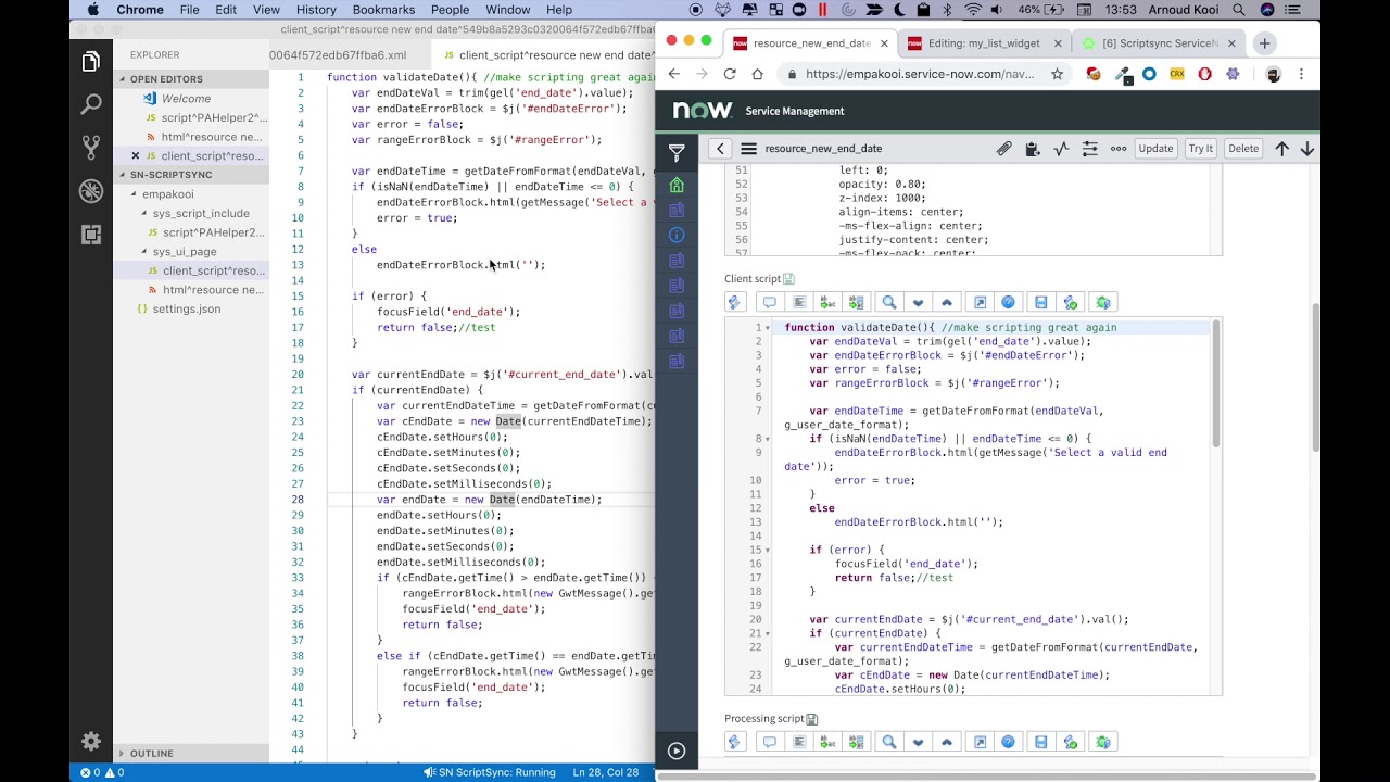 SN Utils VS Code ScriptSync