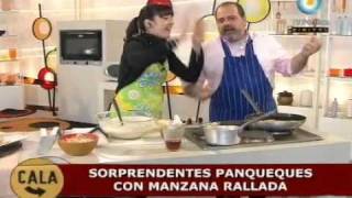 Una delicia: panqueques rellenos de manzana
