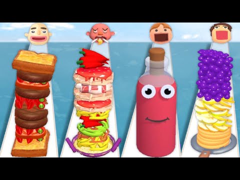 SANDWICH RUNNER vs NOODLE RUN vs JUICE RUN vs PANCAKE RUN - Gameplay max Levels Android ios