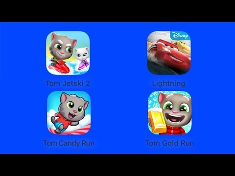 Talking Tom Jetski 2, Cars, Talking Tom Candy Run, Walking Tom Gold Run [iOS Gameplay] Video