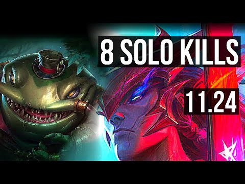 TAHM KENCH vs YONE (TOP) | 14/1/4, 8 solo kills, Legendary, 300+ games | EUW Master | 11.24