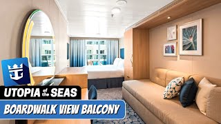 Utopia of the Seas | Boardwalk View Balcony Walkthrough Tour | Royal Caribbean | 2024