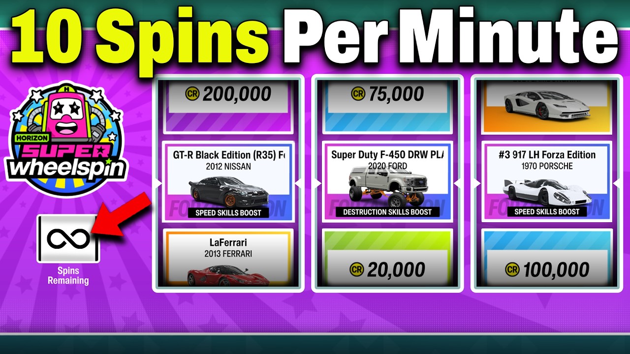 NEW BIGGEST FORZA HORIZON 6 UNLIMITED SUPER WHEELSPINS FARM! FASTEST METHOD (STILL WORKING!)