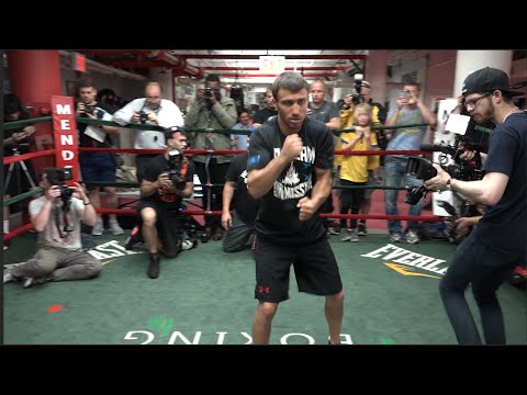 Vasyl Lomachenko at media workouts for Roman "Rocky" Martinez fight