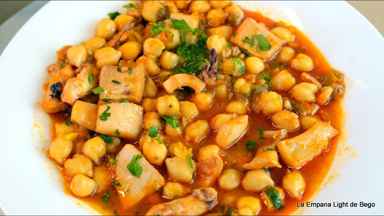 Garbanzos con Sepia. Receta Exprés muy Fácil