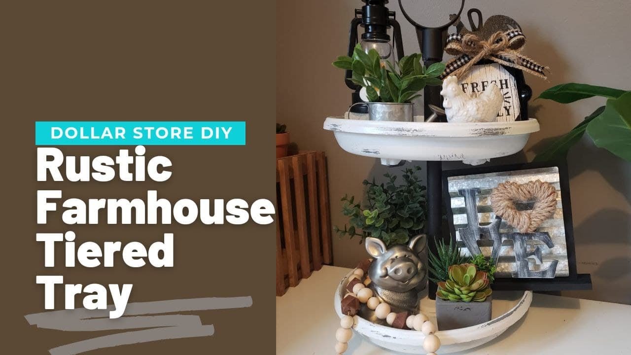 Simple DIY Dollar Tree Farmhouse Tiered Tray / Dollar Store Decor / Easy Dollar Tree DIY