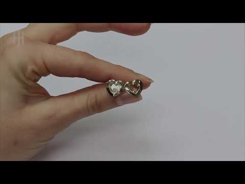 9ct Yellow Gold 0.02ct Floating Diamond Heart Stud Earrings - Hatton Jewellers London HJ488